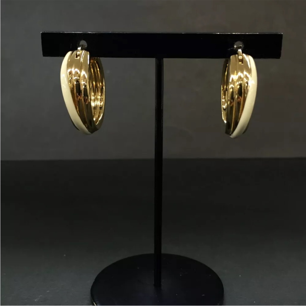 Celine Hoop Gold Tone Pierced Earrings